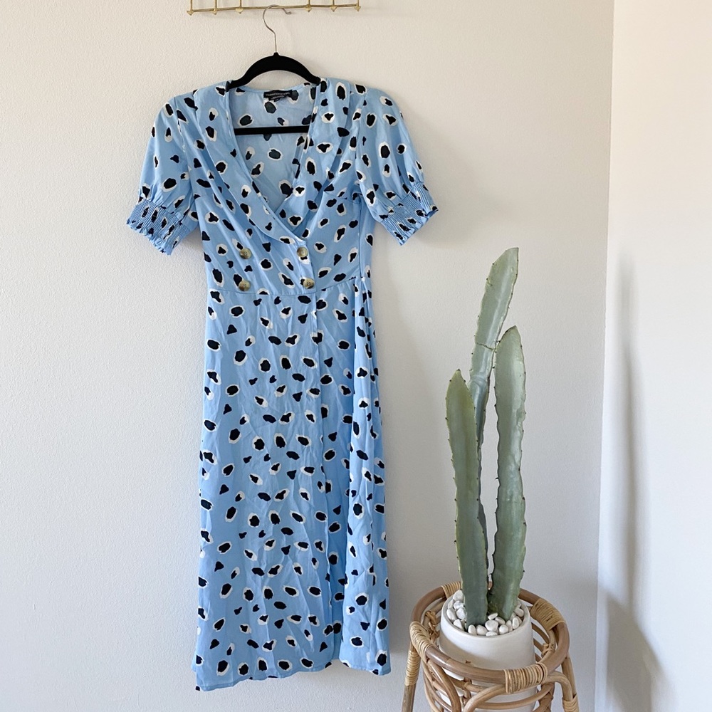 Midi Dress With Black and White Polka Dots